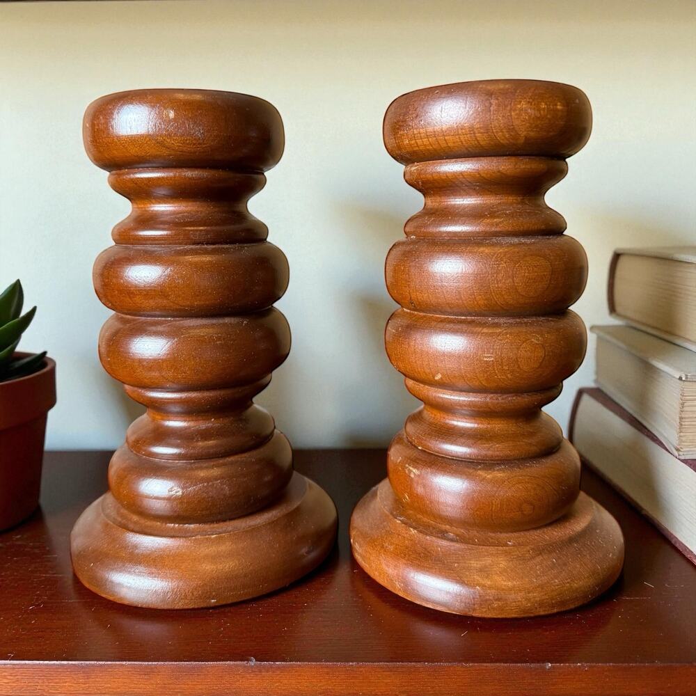 Vintage Candle Holders Set of 2 Large Candles Solid MCM